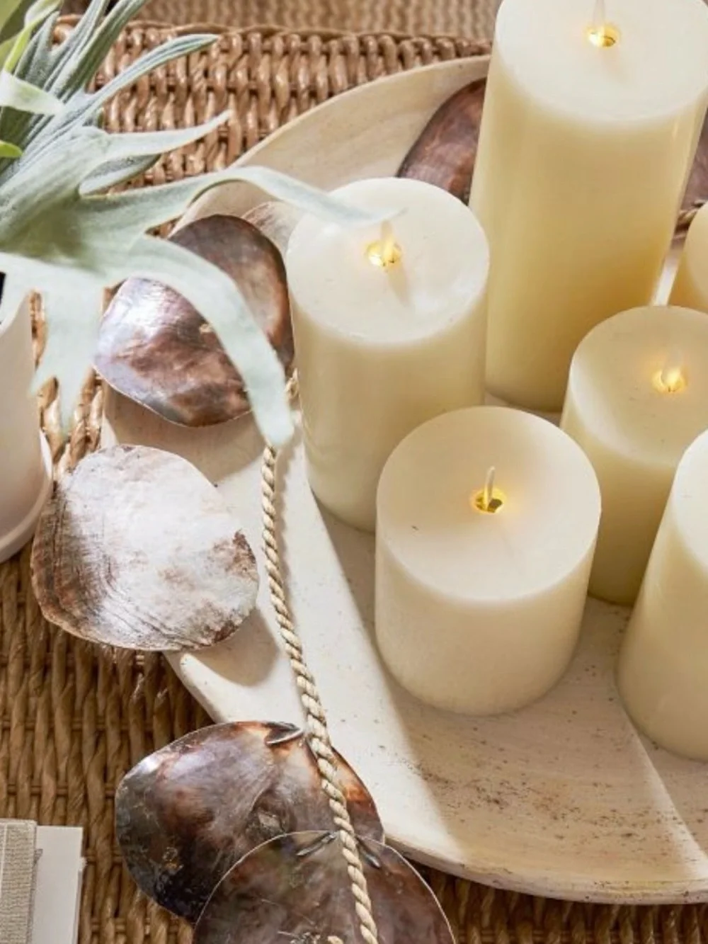Pottery Barn Ivory Premium Flameless Pillar Candles ~ 3” x 3.5”